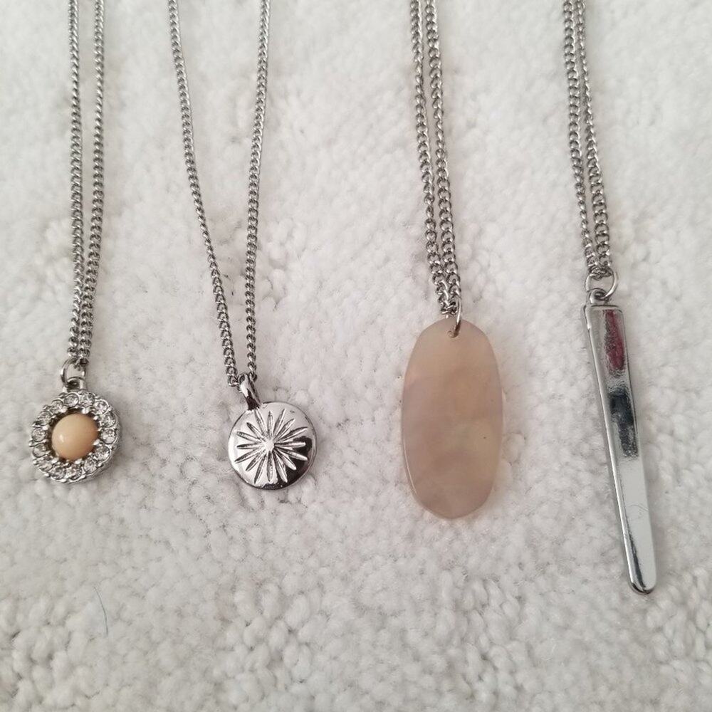 Lot of 4 Silver Tone Chain Necklace 20-24"‎